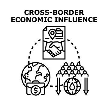 Cross border economic influence concept illustration Stock Illustration