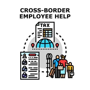 Cross border employee help for international relocation and taxation Stock Illustration