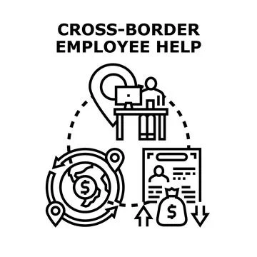 Cross border employee help vector concept illustration Stock Illustration