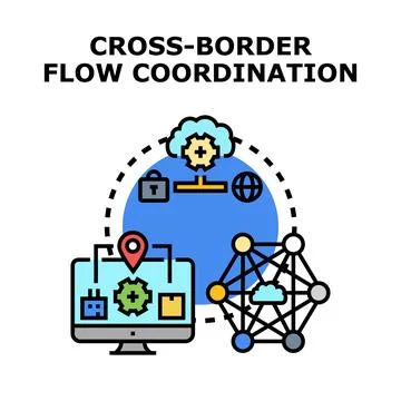 Cross border flow coordination managing global logistic network Stock Illustration