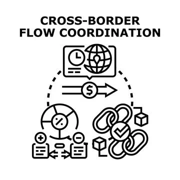 Cross border flow coordination optimizing global financial logistics Stock Illustration