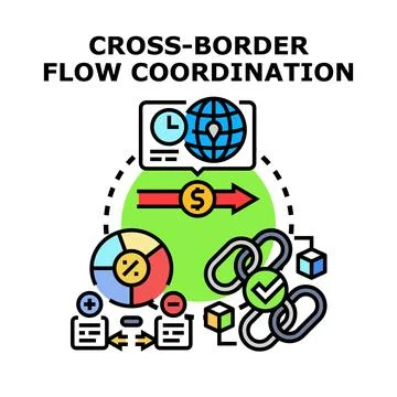 Cross border flow coordination optimizing global financial logistics Stock Illustration