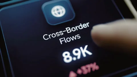 Cross-border flows decrease from 8.9K to 8.8K Stock-Footage 347058719