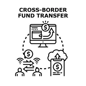 Cross border fund transfer digital global money transaction イラスト素材