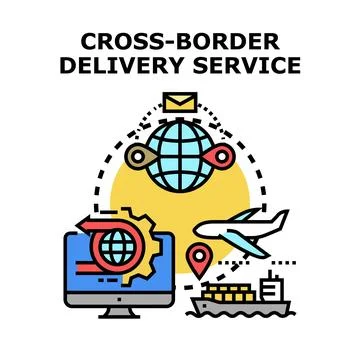 Cross border global delivery service logistics concept 스톡 일러스트