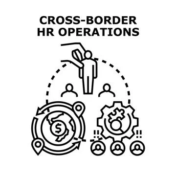 Cross border hr operations managing global workforce icon Stock Illustration