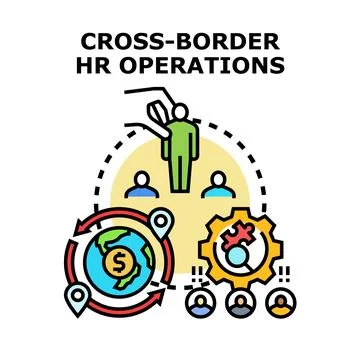 Cross border hr operations managing global workforce icon Stock Illustration