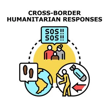 Cross border humanitarian responses aiding people in crisis Stock Illustration