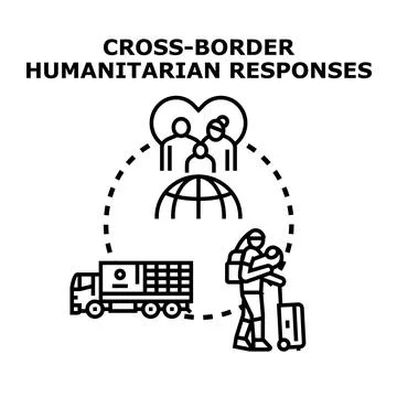 Cross border humanitarian responses providing support globally Stock Illustration