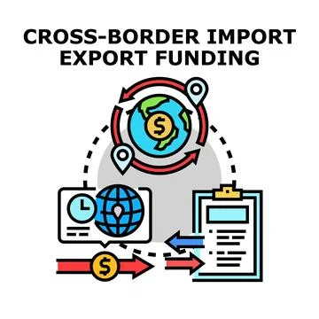 Cross border import export funding global business trade Ilustração Stock