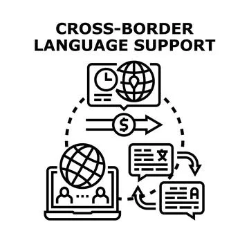 Cross border language support for global communication Stock Illustration