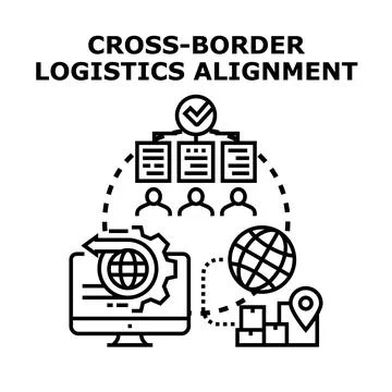 Cross border logistics alignment global supply chain management イラスト素材