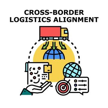 Cross border logistics alignment optimizing global supply chain Ilustração Stock