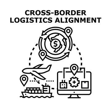 Cross border logistics alignment optimizing global supply chain Ilustração Stock