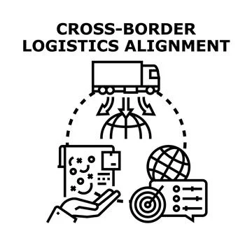 Cross border logistics alignment optimizing global supply chain Ilustração Stock