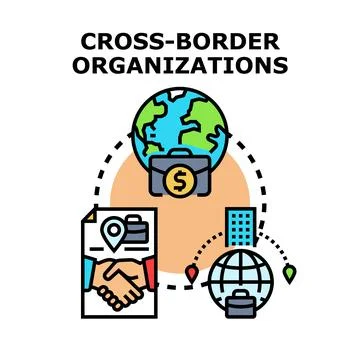 Cross border organizations concept for global business strategy Stock Illustration