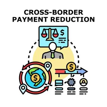 Cross border payment reduction concept illustrating global financial transa.. Stock Illustration