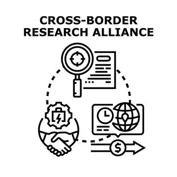 Cross border research alliance collaborating globally for innovation Stock Illustration
