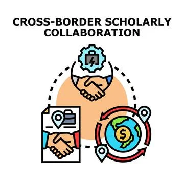 Cross border scholarly collaboration concept vector illustration Stock Illustration