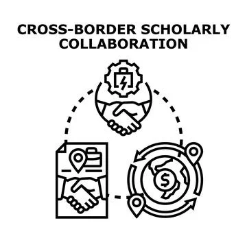 Cross border scholarly collaboration concept vector illustration Stock Illustration