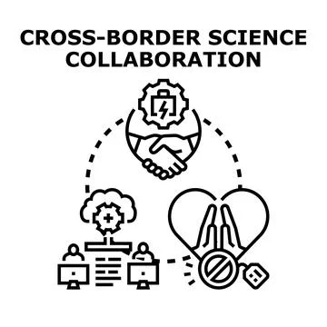 Cross border science collaboration for global research Illustrazione stock
