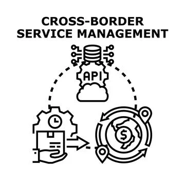 Cross border service management concept illustration Stock Illustration