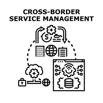 Cross border service management concept illustration 库存插图