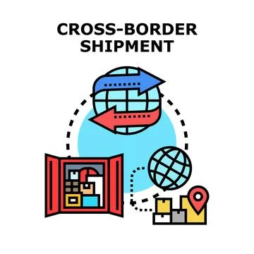 Cross border shipment concept illustrating global trade Stock Illustration