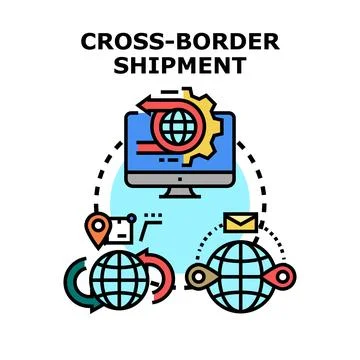 Cross border shipment logistics process digital management Stock Illustration