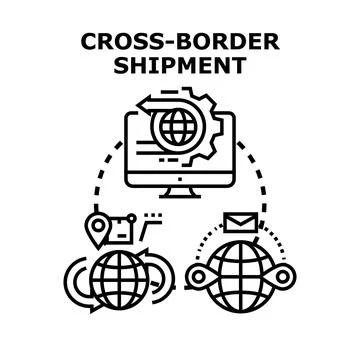 Cross border shipment logistics process digital management Stock Illustration