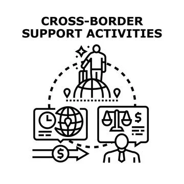 Cross border support activities concept vector イラスト素材