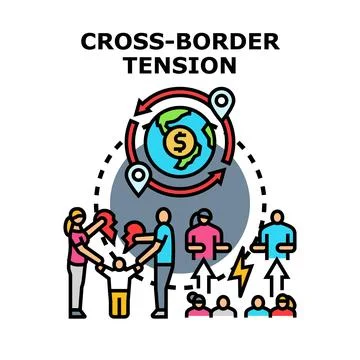 Cross border tension creating global conflict and social division Stock Illustration