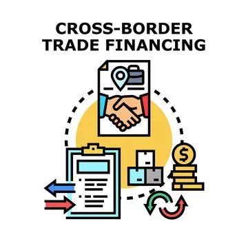 Cross border trade financing cycle concept vector illustration Stock Illustration