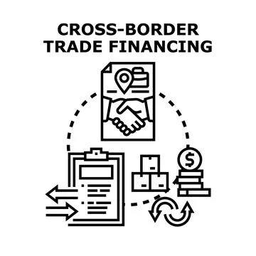 Cross border trade financing cycle concept vector illustration Stock Illustration