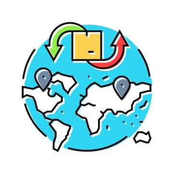 Cross border trade logistic manager color icon vector illustration Stock Illustration
