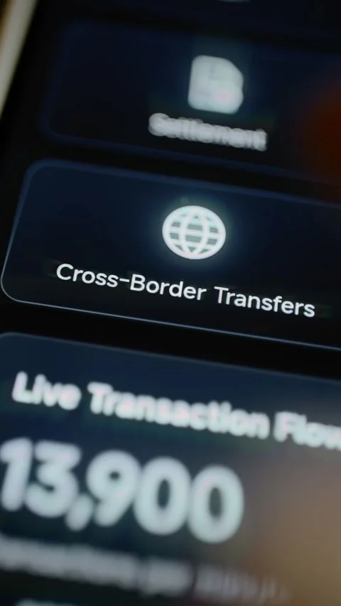 Cross-border transfer activity changes beneath selected tile Stock Footage 346598086