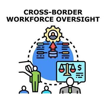 Cross border workforce oversight management process イラスト素材