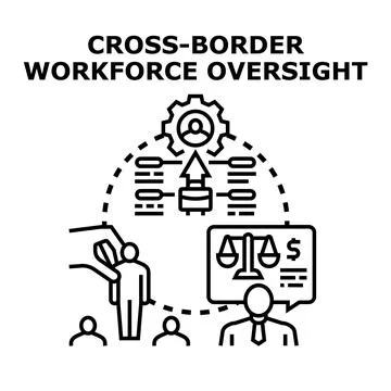 Cross border workforce oversight management process Ilustração Stock