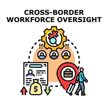 Cross border workforce oversight managing international employee mobility Stock Illustration
