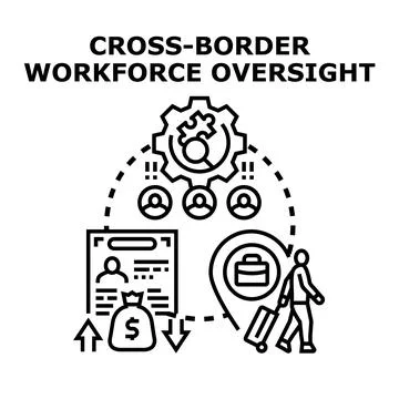 Cross border workforce oversight managing international employee mobility Stock Illustration