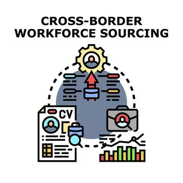 Cross border workforce sourcing global talent recruitment 库存插图
