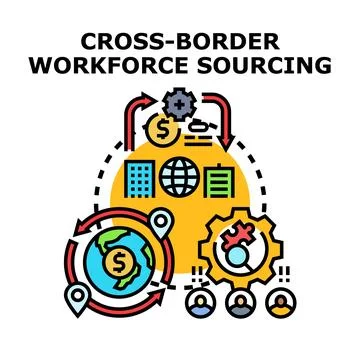 Cross border workforce sourcing global business operation Stock Illustration