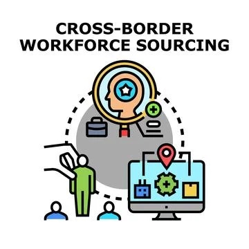 Cross border workforce sourcing human resources strategy イラスト素材