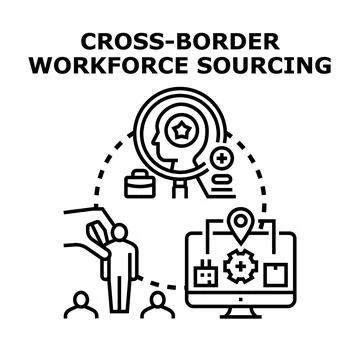 Cross border workforce sourcing human resources strategy Stock Illustration