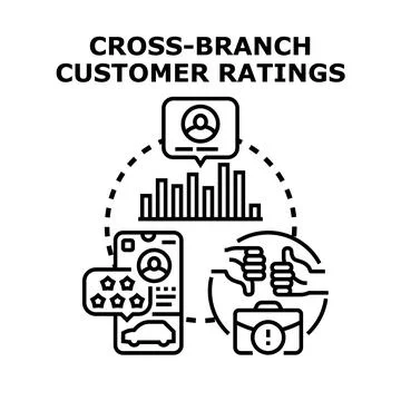 Cross branch customer ratings analyzing feedback data Ilustración de archivo
