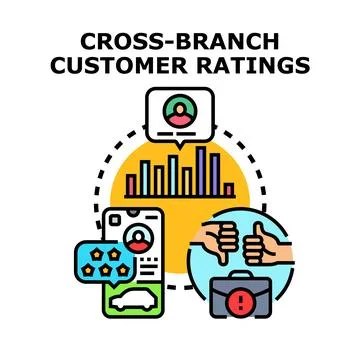 Cross branch customer ratings analyzing feedback data Stock Illustration