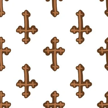 Cross brown savior pattern. seamless pattern of the Christian cross of faith Stock Illustration
