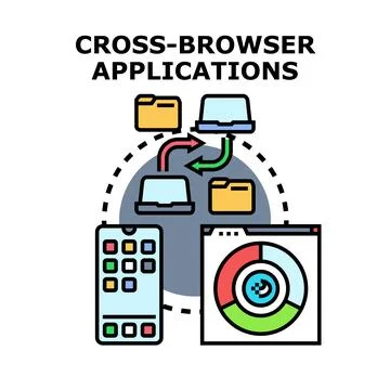 Cross browser applications concept with various devices Stock Illustration