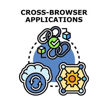 Cross browser applications development creating web solution concepts Stock Illustration