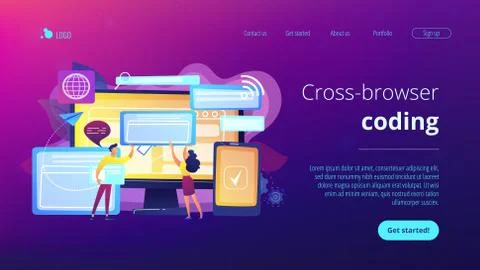 Cross-browser compatibility concept landing page. Stock-Illustration
